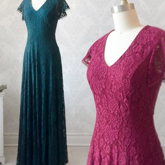 Cap sleeve lace maxi dress - Picture 1 of 6